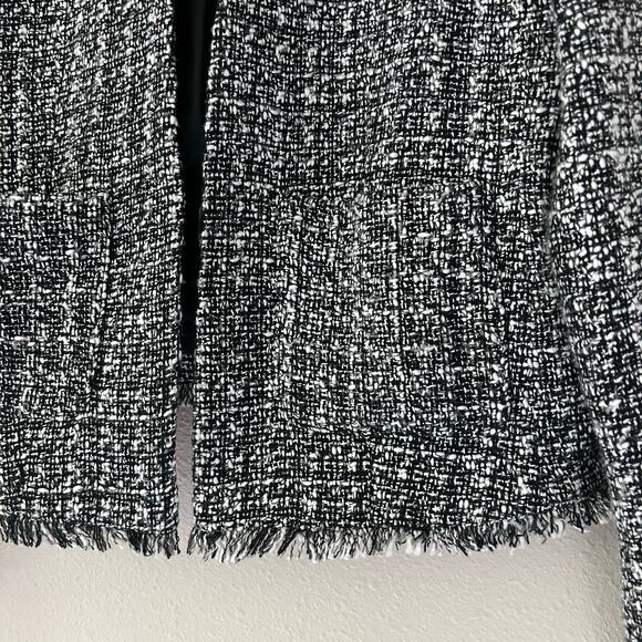 Adrienne Vittadini tweed raw edge open blazer pockets academia preppy fall S - Picture 8 of 16